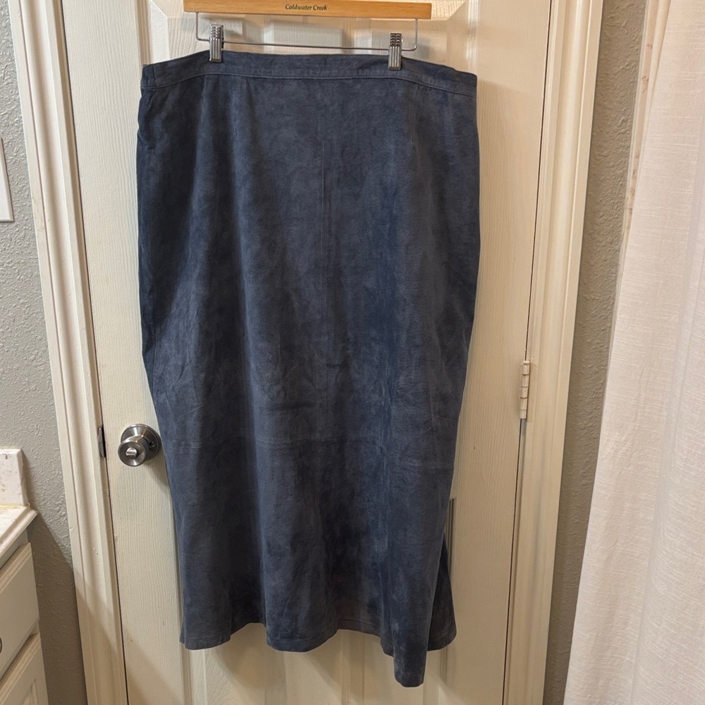Vintage Dialogue A-Line Maxi/Midi Suede Skirt Grayish/Blueish Size 24W